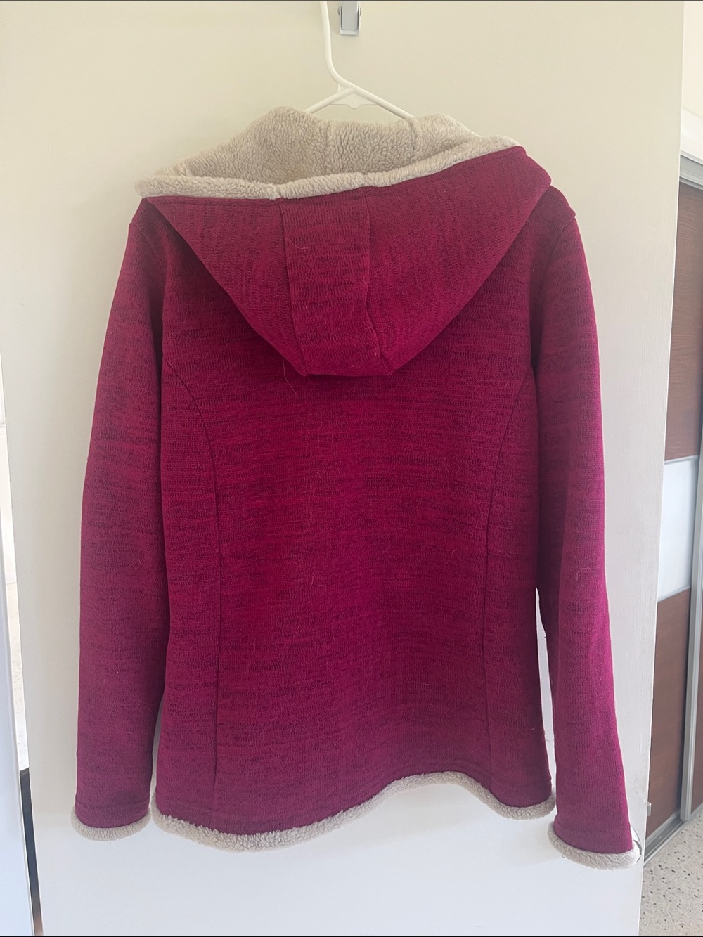 Kuhl Women's Burgundy Zip Teddy Jacket with Cream Sherpa Hood - Picture 2 of 11